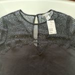 H&M  Black Lace Fitted Short Sleeve Blouse Photo 1