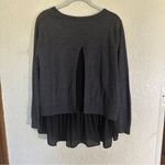 Club Monaco  Wool Black Gray‎ Split Back Tiered Hem Pull Over Sweater Medium Photo 3
