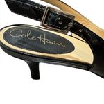 Calvin Klein Cole Haun Glossy Black Slingback Heels with Peep Toe Size 8.5 B Patent Luxury Photo 4