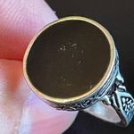 Round black obsidian S925 silver woman ring size 6.5 Photo 6