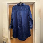 NWT! Natori Satin Navy Blue with White Trim Sleep Shirt Photo 3