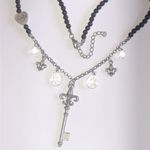 Hard Rock Cafe  Silver Tone Black Beaded Key Charm Boho Necklace Photo 1