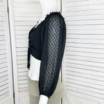 Aeropostale  Clip Dot‎ Lace Up Off The Shoulder Crop Top Black Medium Sheer Photo 2