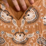 J.Jill  Womens Shirt Tunic Burnt Orange Embroidered Long Sleeve Size XL Tall Photo 7