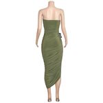 Norma Kamali  Strapless Diana Ruched Stretch Jersey Midi Dress, Military, XS Photo 9