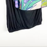 Free People  Black Annka Linen Blend One Shoulder Floral Ruffle Bubble Hem Top Photo 6