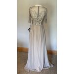 Adrianna Papell NWT  Formal Dress Silver Sz 2 Beaded Bodice Chiffon Bride Groom Photo 7