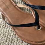 Banana Republic Leather Casual Flip Flops Tan and Blue Sandals Chic Size 8 GUC Photo 3