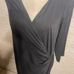 24seven Comfort Apparel 1X Black Maxi Dress V Neck Long Sleeve Knot Photo 1