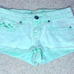Women’s Mint Green Rhinestone Embroidered Shorts Blue Size 26 Photo 0