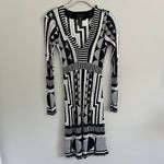 Custo Barcelona BLACK AND WHITE  ABSTRACT DESIGN‎ LONG SLEEVE SHEER MIDI DRESS Photo 1