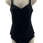 Jantzen  Black Textured Tankini 3 PC Set Womens Swim Separates Size 8 Photo 2