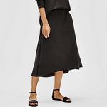 Eileen Fisher black silk knee length midi skirt Photo 1