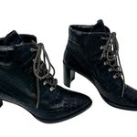 Stuart Weitzman x Gigi Hadid Croc Embossed Lace Up Ankle Boots Black Size 10 Photo 4