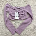 ZARA Light Purple Long Sleeve Cropped Top Photo 0