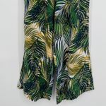 Tahari  Linen Blend Pants Size Large Green Palm Leaf Print Smocked Waist Resort Photo 3