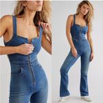 Free People  We the Free CRVY 2nd Denim Flare Overalls size 14 Photo 1