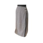 Sag Harbor Gray Herringbone Midi Skirt Faux Leather Trim Sze 12 Luxury Equestrian Academia Photo 1