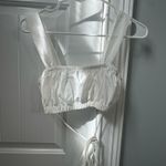 ZARA  White Crop Lace Up Top Photo 0