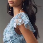 Mac Duggal  68192  Blue Embroidered Applique Wrap Over Flutter Sleeve Gown Photo 2