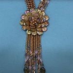 Joan Rivers New Starlet Style Beaded Flower Cluster Fringe Neutral Necklace Photo 2