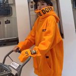 Hoodie orange womens streetwear hip hop fashion print Size M Photo 5