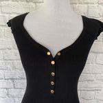 Love Tree women M scoopneck ribbed bodycon cap sleeve dress w/buttons black Photo 1