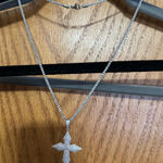 Elegant moissanite Cross Pendant Necklace Silver Photo 0