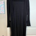 Black Ribbed Stretchy Long Sleeved Cardigan Duster Length Size Large Photo 4