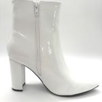 Allegra K NEW Ankle Boots Womens 7 White Patent Leather Pointed Toe Chunky Heel Photo 4