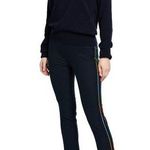 DEREK LAM 10 CROSBY Cropped Embroidered Flare Trouser w Rainbow Size 4 Black Photo 0