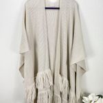 Free People Solstice Ribbed Fringe Kimono Cardigan Sweater Tan Cream One Size Photo 1