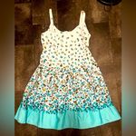 Madison Leigh White and Teal Floral Dress Photo 0