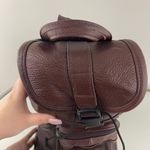 Vintage Dark Brown Genuine Leather Bucket Drawstring Mini Backpack Photo 11