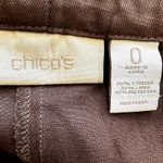 Chico's Linen Pants Pull On Wide Leg Elastic Waist Dark Brown 0 Small 35x31 Photo 1