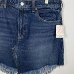 Free People  Frayed-Hem Jean Skirt in Indigo Blue Photo 3