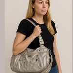 Scarleton Gray Faux Leather Shoulder Bag with Buckles Photo 0