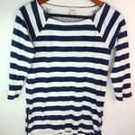 J. Crew XS Navy White Striped Zippers Top Blue Photo 0