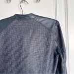 Monika Chiang • moto jacket leather woven asymmetrical zip navy blue cropped Photo 8