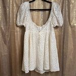 For Love & Lemons Becca White Eyelet Puff Sleeve Mini Dress XL NWT Photo 1