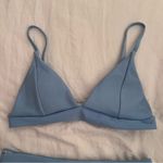 SheIn Rib Seam Detail Triangle Blue Bikini Size M Photo 2