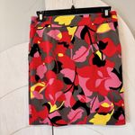 Premise  Floral Abstract Print Skirt Red Pink Yellow Brown Black Artistic Size 10 Photo 3