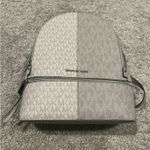 Michael Kors  Gray Silver Aluminum Rhea Medium Zip Backpack Shoulder Bag Purse Photo 3