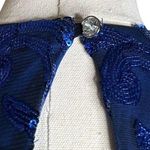 Vtg 90s Tawny Blue Sequin black Sheer Long Formal Cocktail Dress Sleeveless Sz L Size L Photo 7