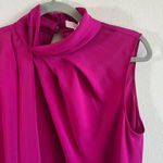 Parker NYC Blouse Megan High Neck Flounce Sleeveless Top in Dark Azalea Sz M NWT Photo 7
