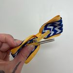 Blue & Yellow & White Chevron Hair Bow Clip Photo 1