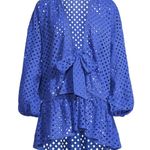 Ramy Brook cotton tie front Caya mini dress swim baithingsuit coverup blue large Photo 0