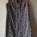 Eliza J  Classy Navy Blue White Red Sleeveless Shift Summer Nautical Dress Size 8 Photo 0
