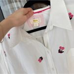 Maeve Anthropologie Cherry Embroidered Bennett Button Up Shirt down tunic long sleeves Photo 2