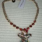 Betsey Johnson Betsy Johnson Big Jolly Ginger Bread Man Rhinestone Christmas Holiday Necklace. Photo 0